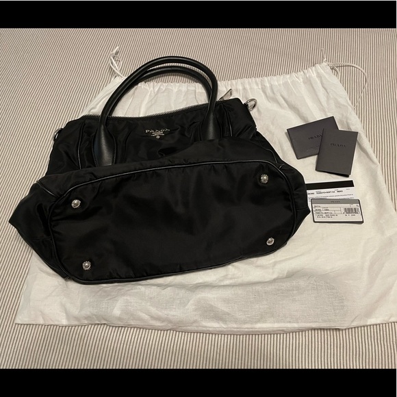Prada Tessuto Soft Calf Leather Nylon Hobo Handbag - Picture 1 of 3